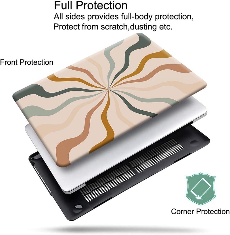 FUNUT for MacBook Air 13 inch Case M1 2021 2020 2019 2018 Release A2337 A2179 A1932 Touch ID, MacBook Air 2021 Cover Laptop Plastic Hard Shell Case & Keyboard Cover MacBook Air 13 inch, Wave Pattern - Image 2